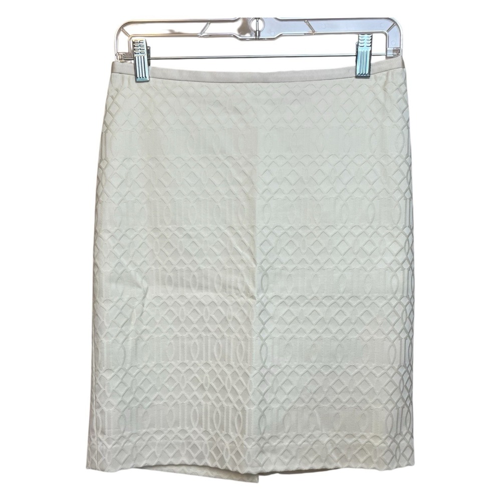 J McLaughlin Jacquard Pencil Skirt Cream 2 - Picture 1 of 7